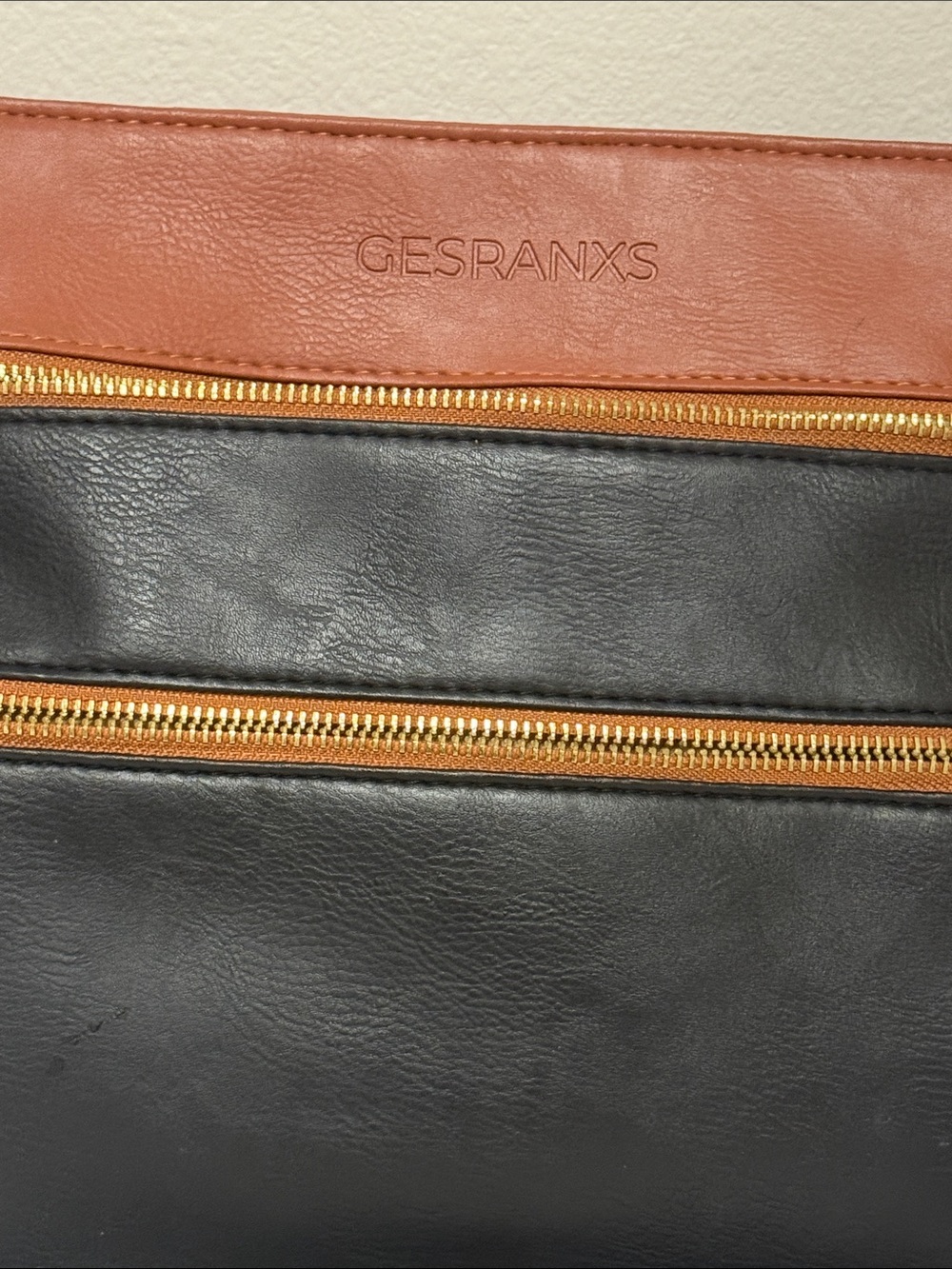 Two-Tone Black and Brown Leather Men’s Bag